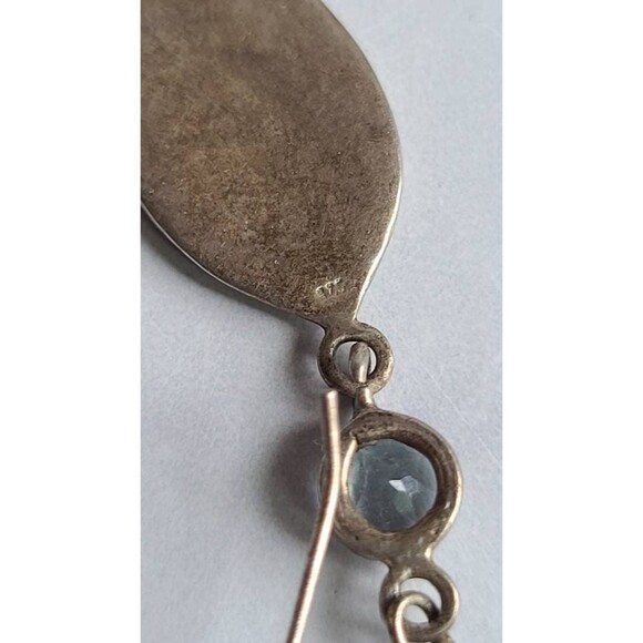 925 Leaf Dangling Topaz Pierced Earrings - Picture 8 of 10